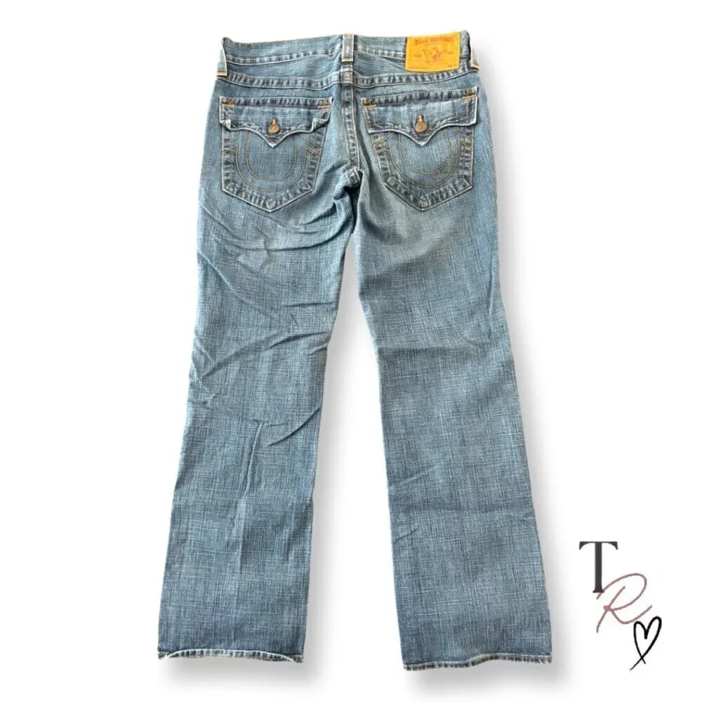 True Religion Men's Y2K Ricky Straight Flap Pocket Jeans Medium Wash Size 34